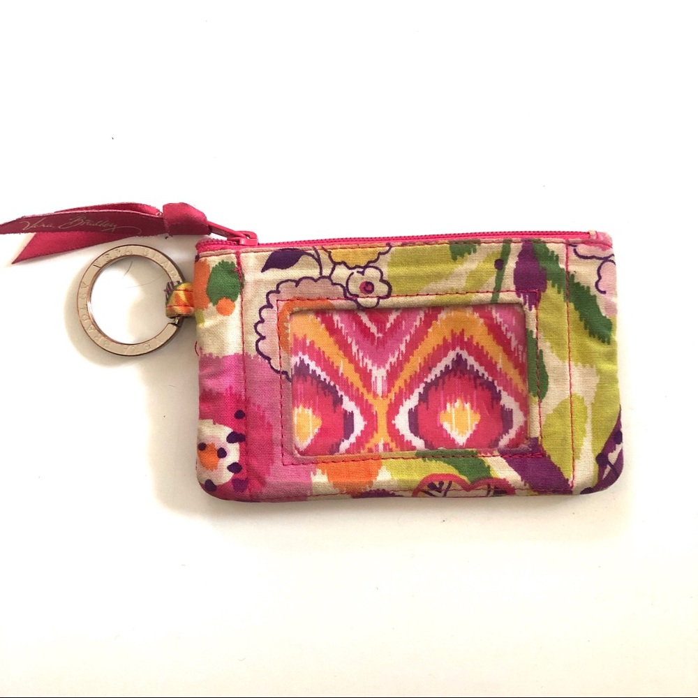 Vera Bradley Pink and Green Ikat Key & Card Holder - Picture 1 of 4